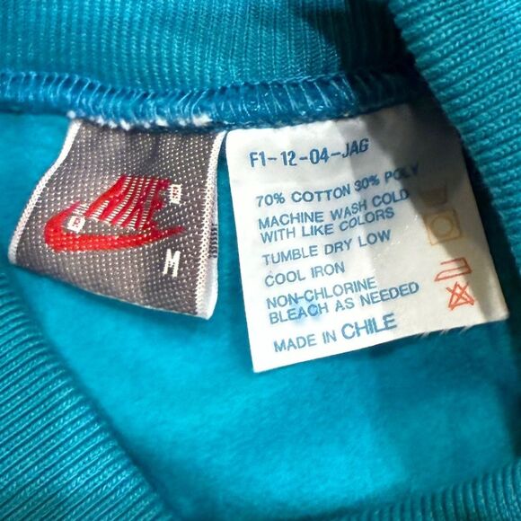 Vintage Nike Turquoise Blue Long Sleeve Mock Neck Sweatshirt Men’s Sz M - Picture 6 of 6